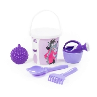 Набір "Ну, постривай!" №5: відро з наліпкою, лопатка №5, грабельки №5, формочка (малина), лійка мала №4 83258