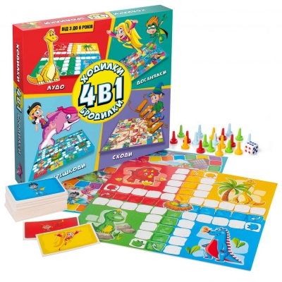 Гра дитяча настільна "Ходилки-бродилки 4 в 1"