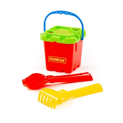 Набір №262: відро-фортеця мале, ситечко-фортеця, совок №2, грабельки №2