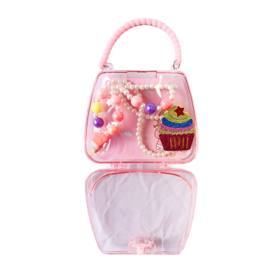 Набір аксесуарів у сумочці -3шт, намисто/браслет/велика  заколка, серія Гліттер