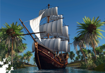 Пазл 1000 елементів «Вітрильник на сході сонця»